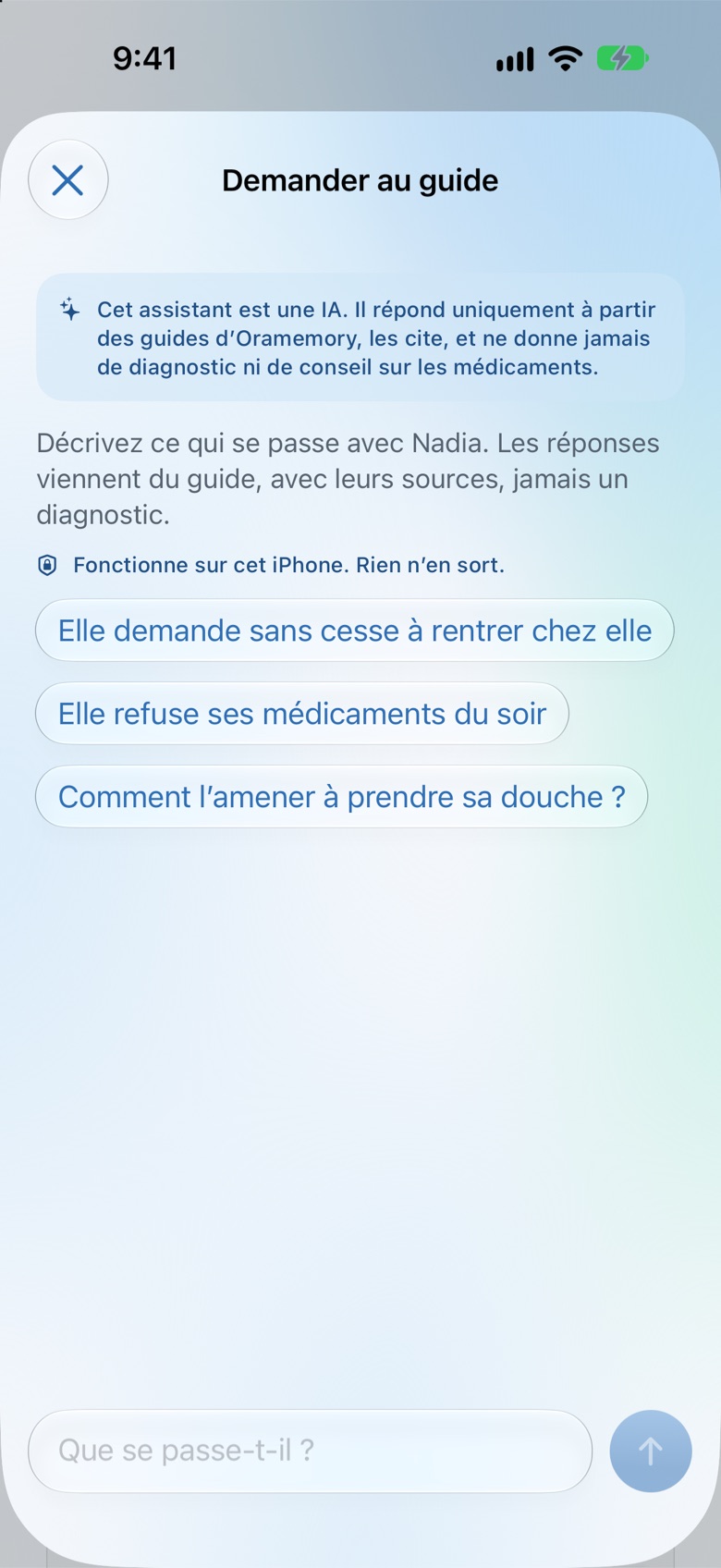 Demander au guide : un assistant sur l'iPhone qui répond uniquement à partir des guides d'Oramemory